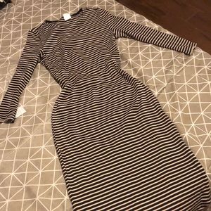 Stripped Black and Creme dress (ONLY WORN ONCE)